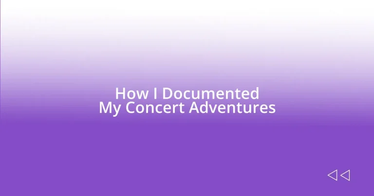 How I Documented My Concert Adventures