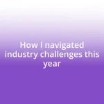 How I navigated industry challenges this year