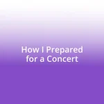 How I Prepared for a Concert