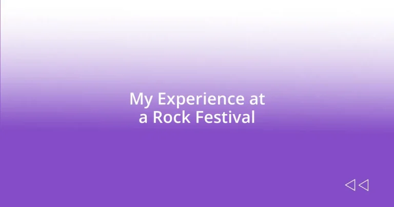 My Experience at a Rock Festival