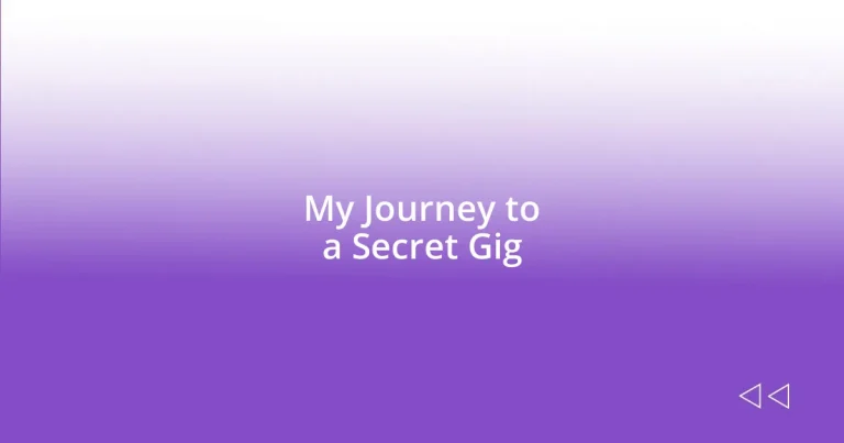 My Journey to a Secret Gig