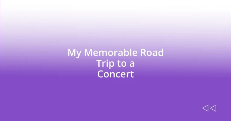 My Memorable Road Trip to a Concert