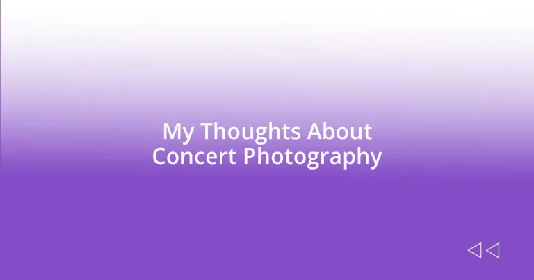 My Thoughts About Concert Photography