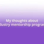 My thoughts about industry mentorship programs