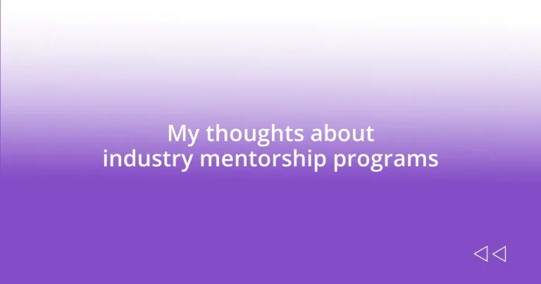 My thoughts about industry mentorship programs