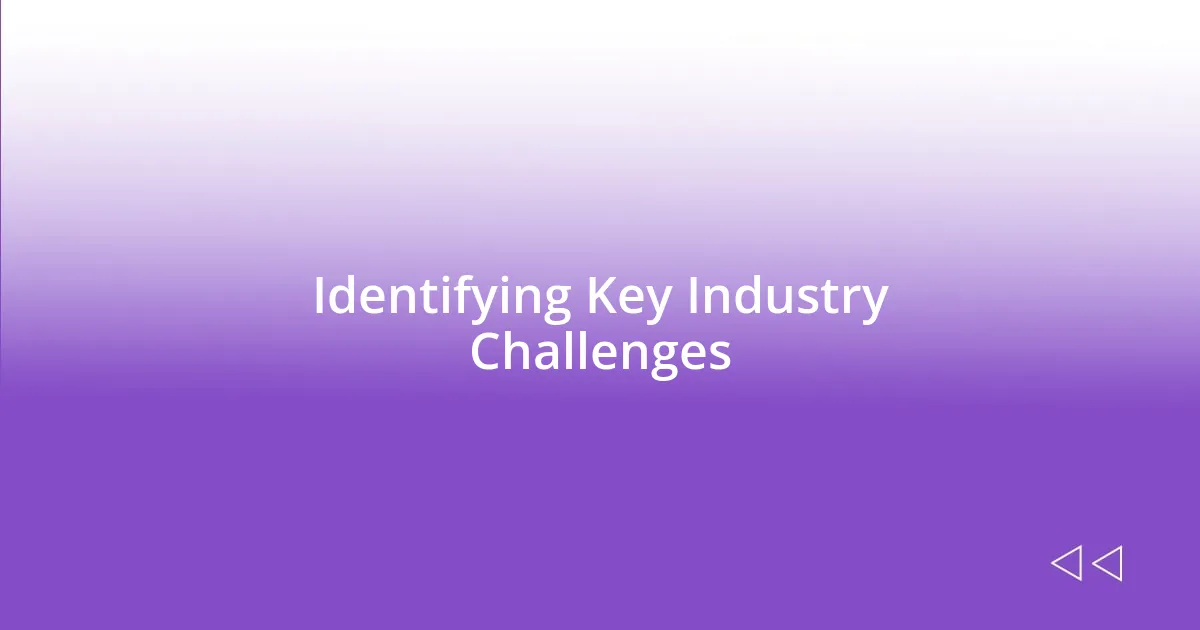 Identifying Key Industry Challenges