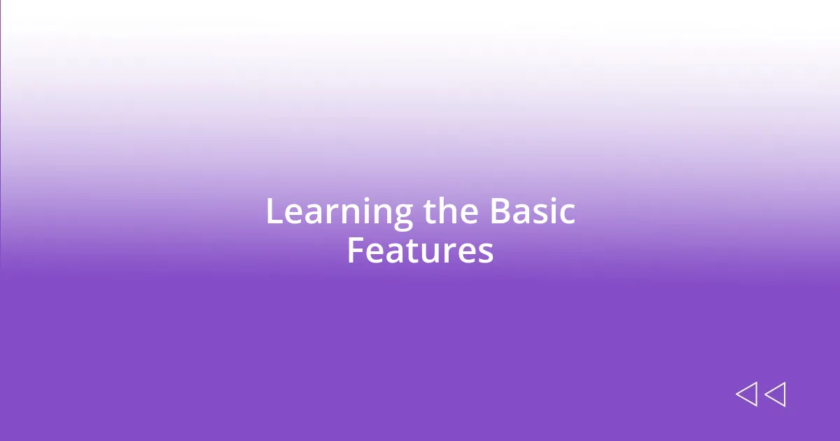 Learning the Basic Features