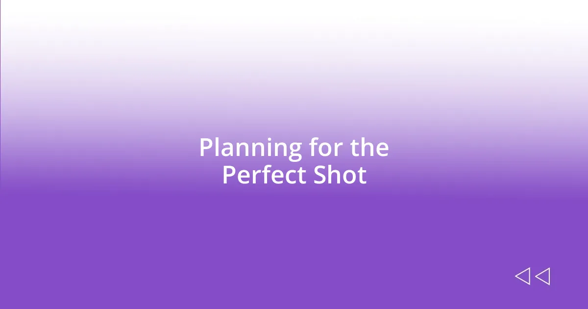 Planning for the Perfect Shot