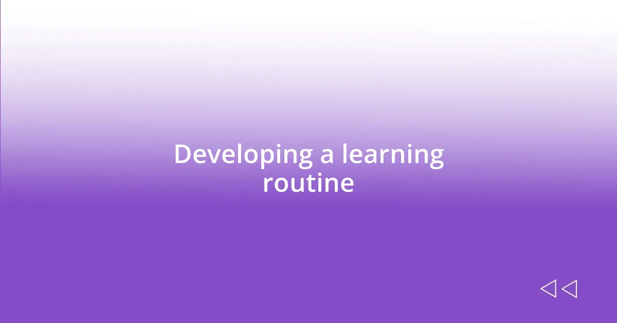 Developing a learning routine